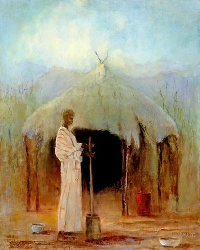 Woman and Hut*